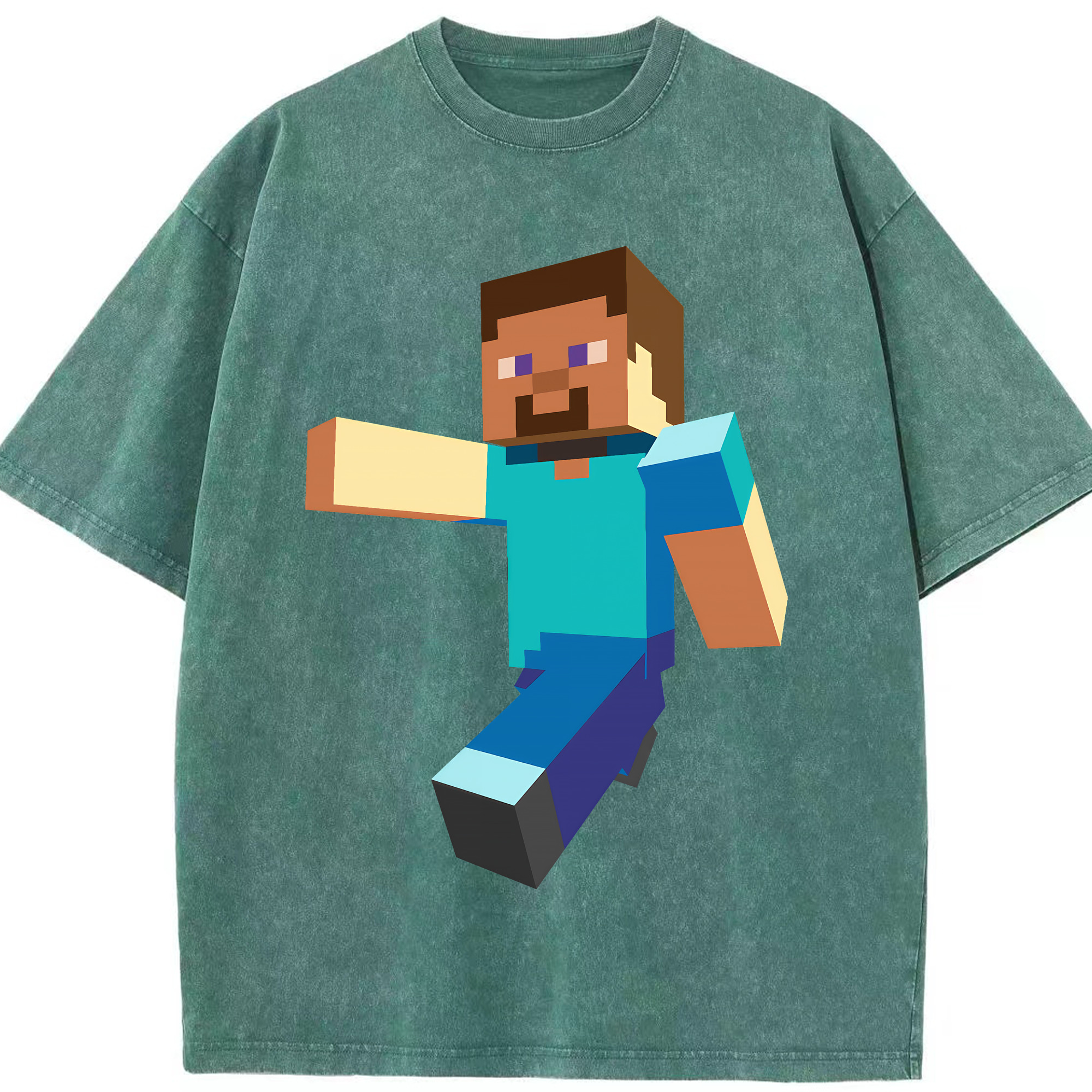 （画像用） マインクラフト ブロックの世界 Minecraft MC Block world 綿100% ヴィンテージ風 半袖Tシャツ（フロントプリント）